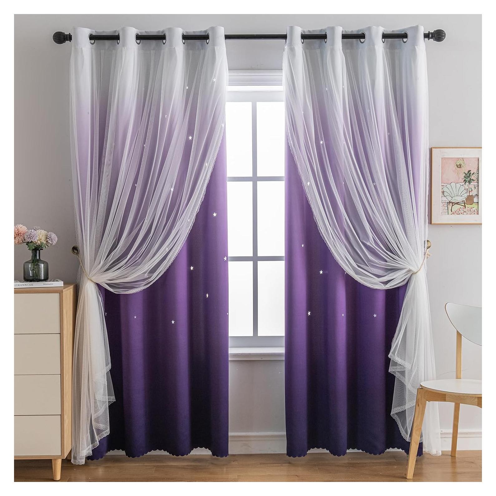 Cortina Opaca Anytime 1 Panel 132x183 cm Princesa Púrpura