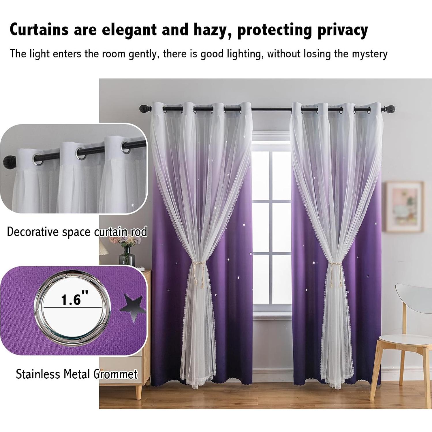 Cortina Opaca Anytime 1 Panel 132x183 cm Princesa Púrpura