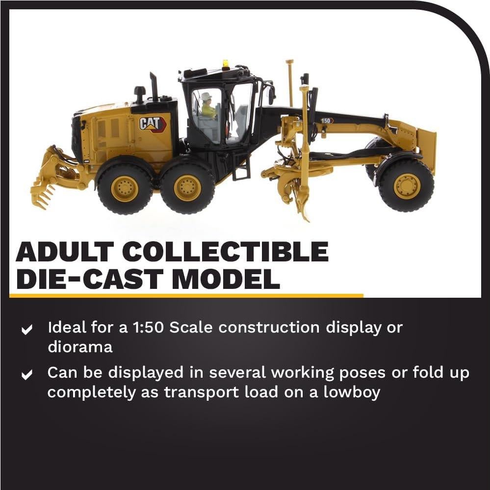Diecast Masters Motoniveladora Caterpillar 150 1:50 Detalles Realistas