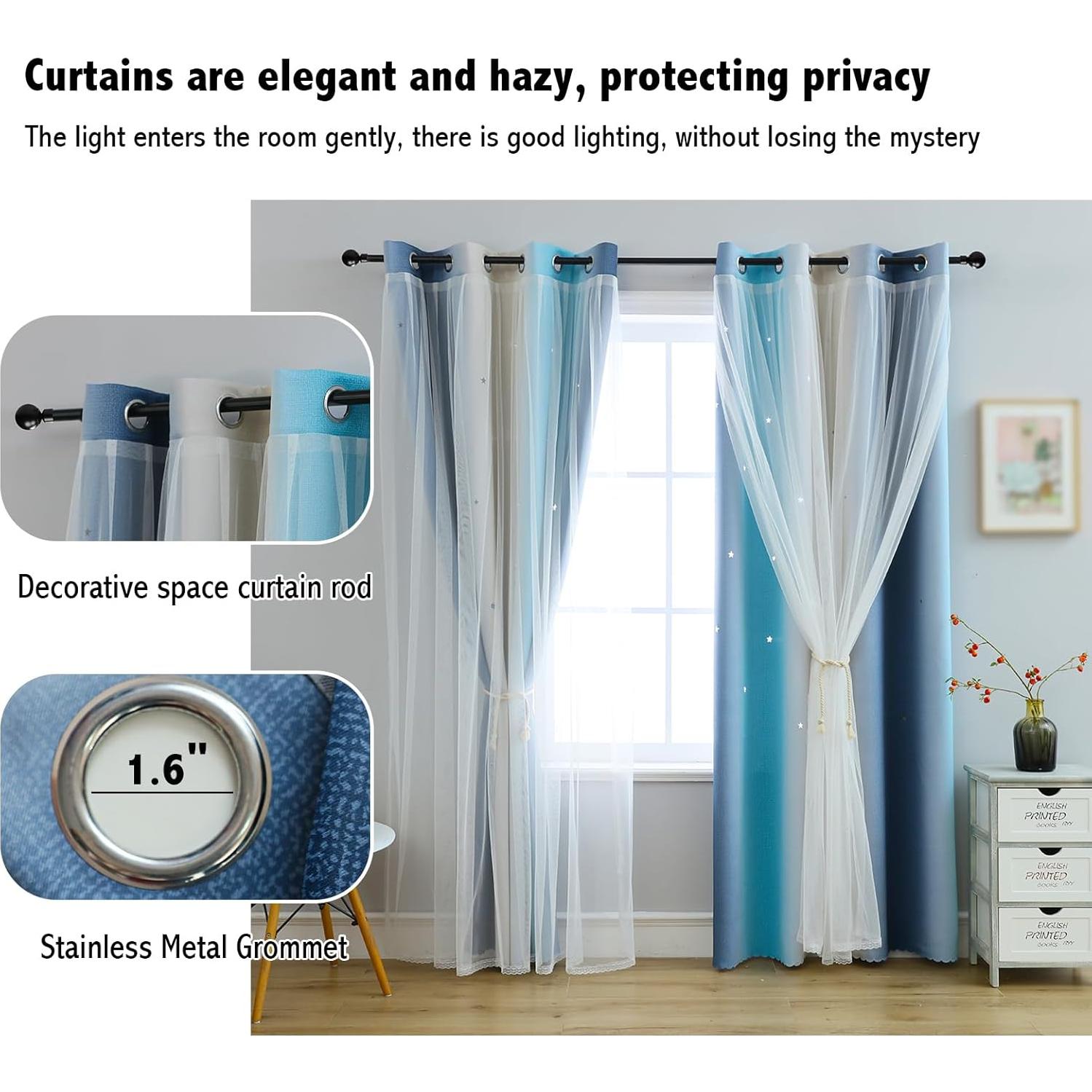 Cortina Blackout Anytime 1 Panel Azul 132x183 cm para Niñas