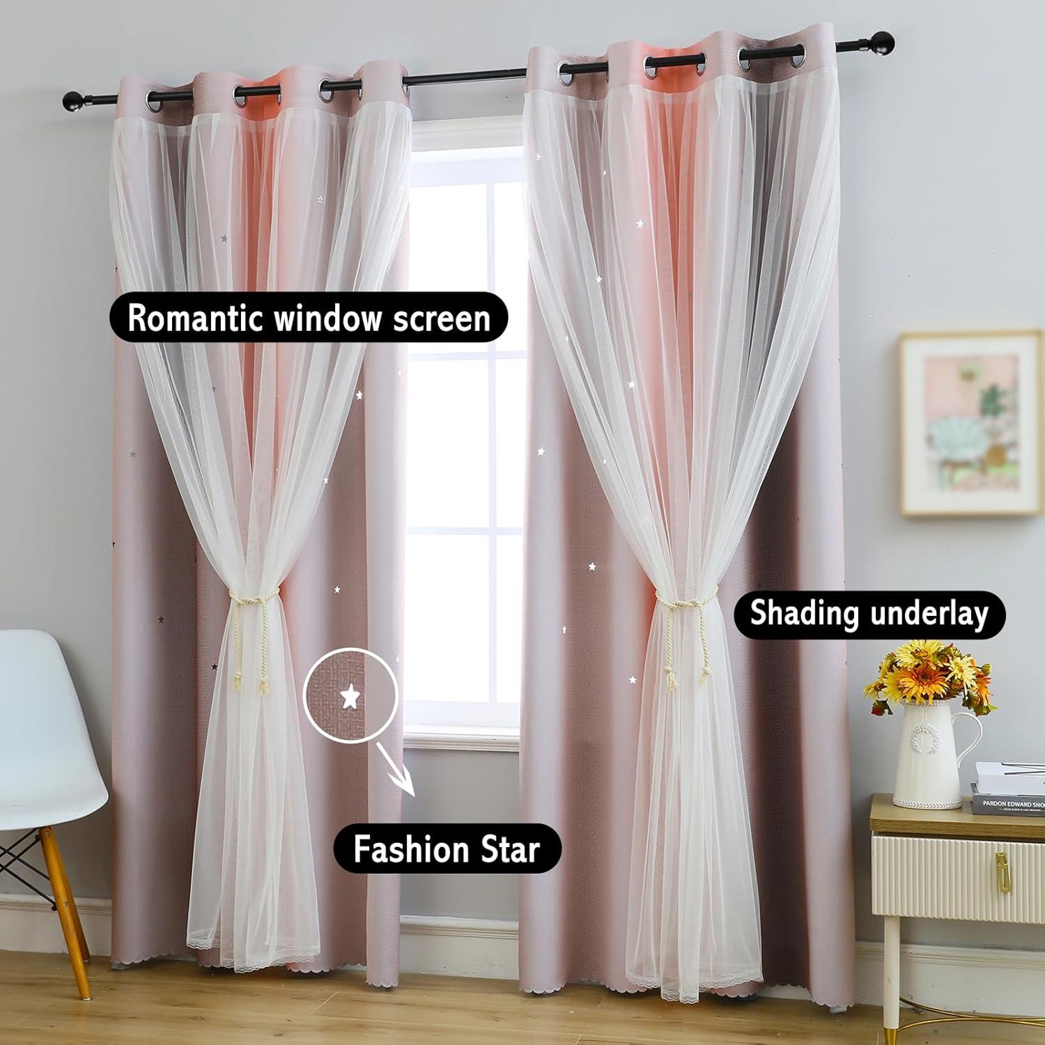 Cortina Opaca Anytime Rosa Gris 132x213 cm para Niñas