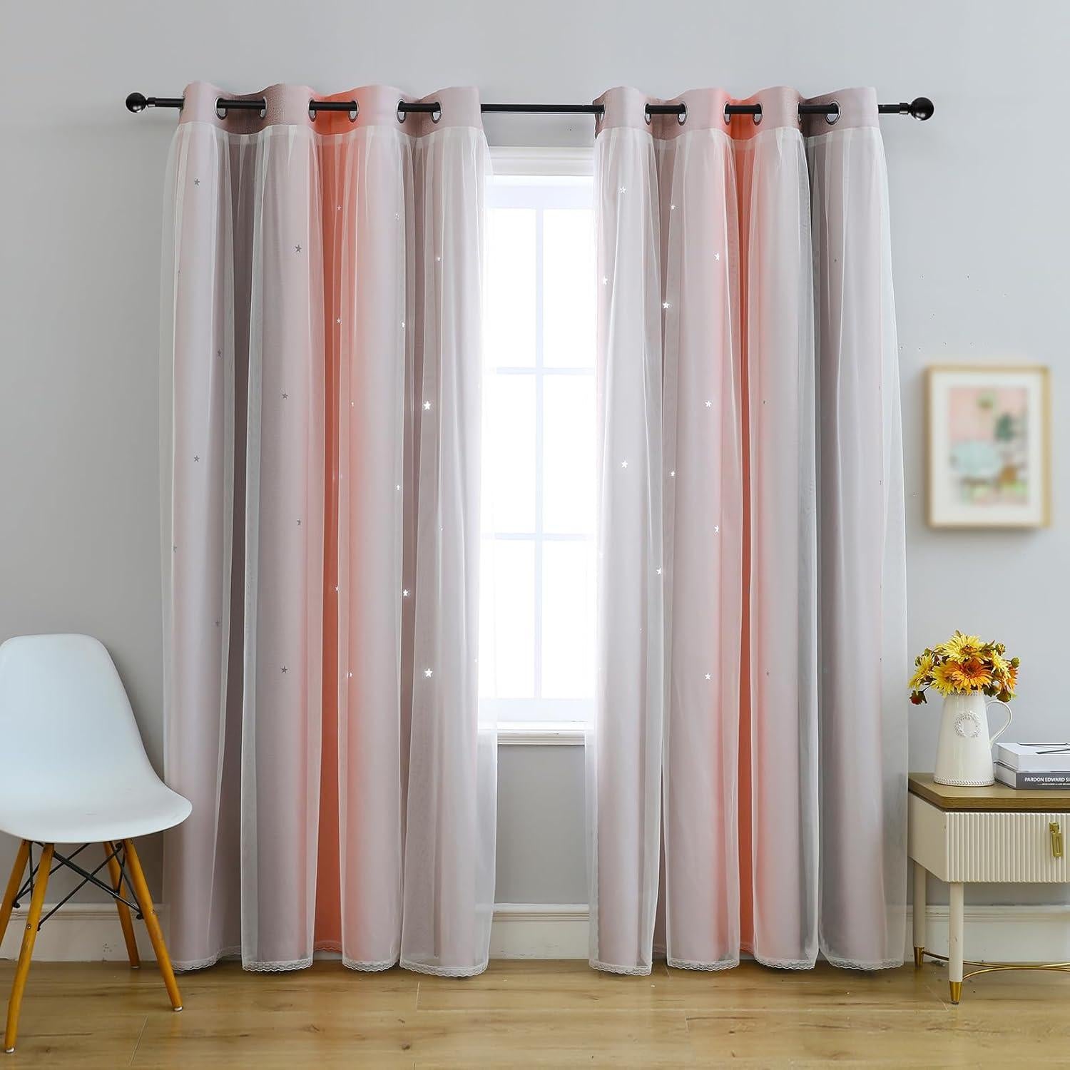 Cortina Opaca Anytime Rosa Gris 132x213 cm para Niñas