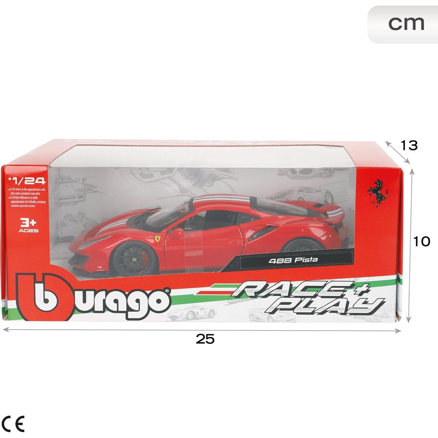 Bburago Ferrari 488 Pista 1:18 Diecast Rojo