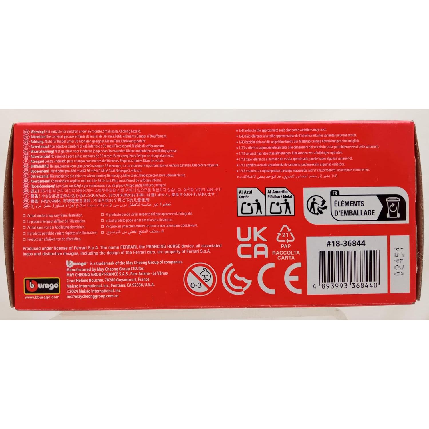 Bburago 1:43 Ferrari SF-24 2024 Modelo Die-Cast Coleccionable