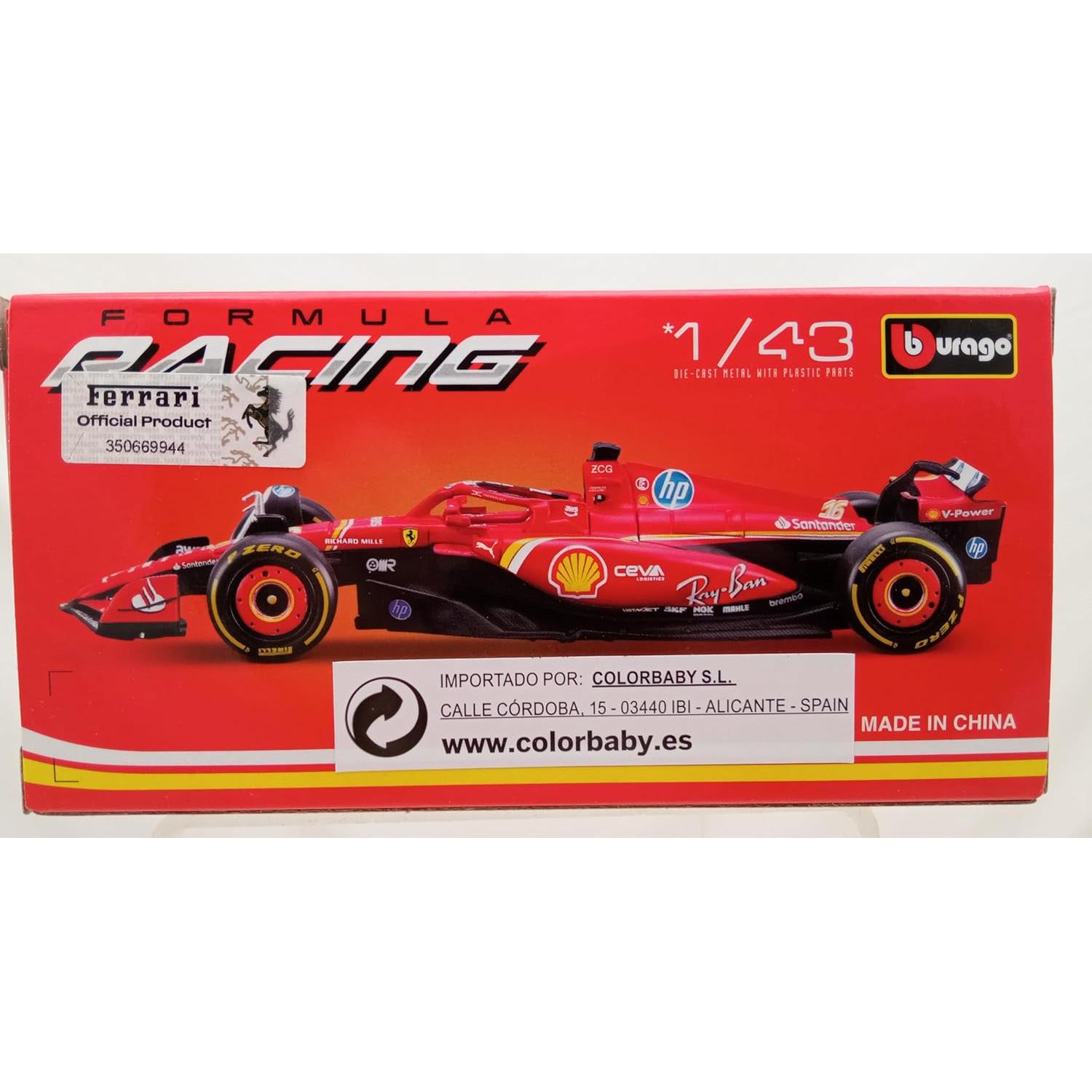 Bburago 1:43 Ferrari SF-24 2024 Modelo Die-Cast Coleccionable