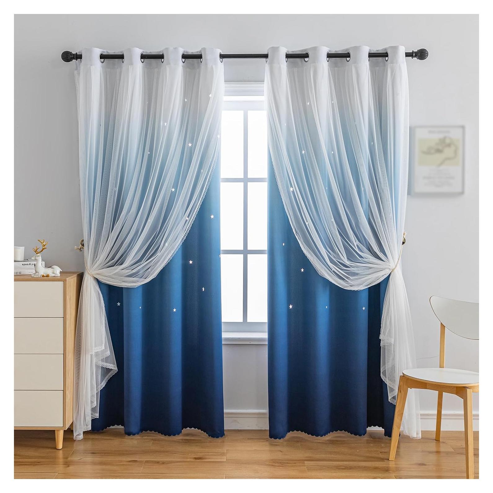 Cortina Opaca Anytime 1 Panel Azul 132x183 cm para Niñas