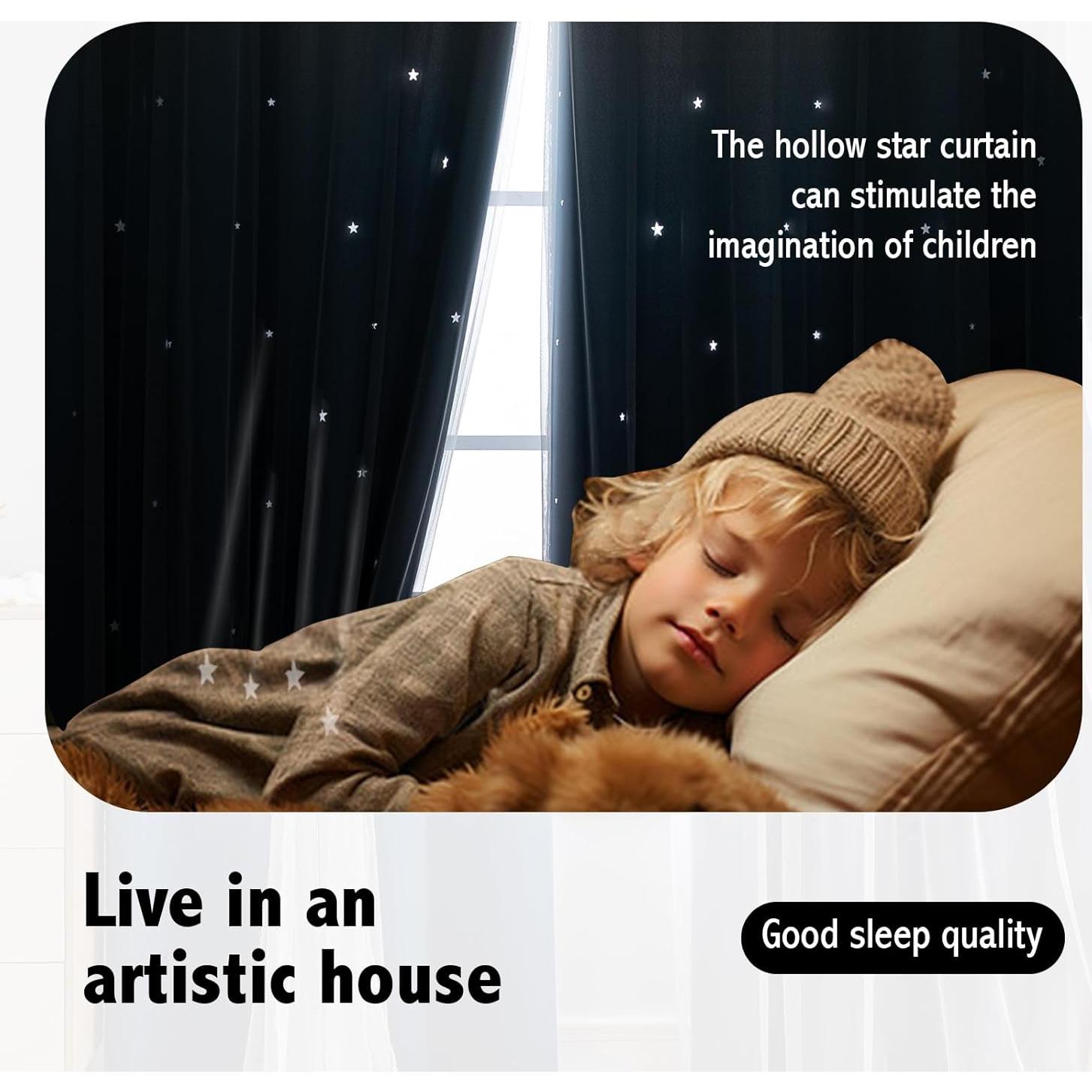 Cortina Opaca Anytime 1 Panel Azul 132x183 cm para Niñas