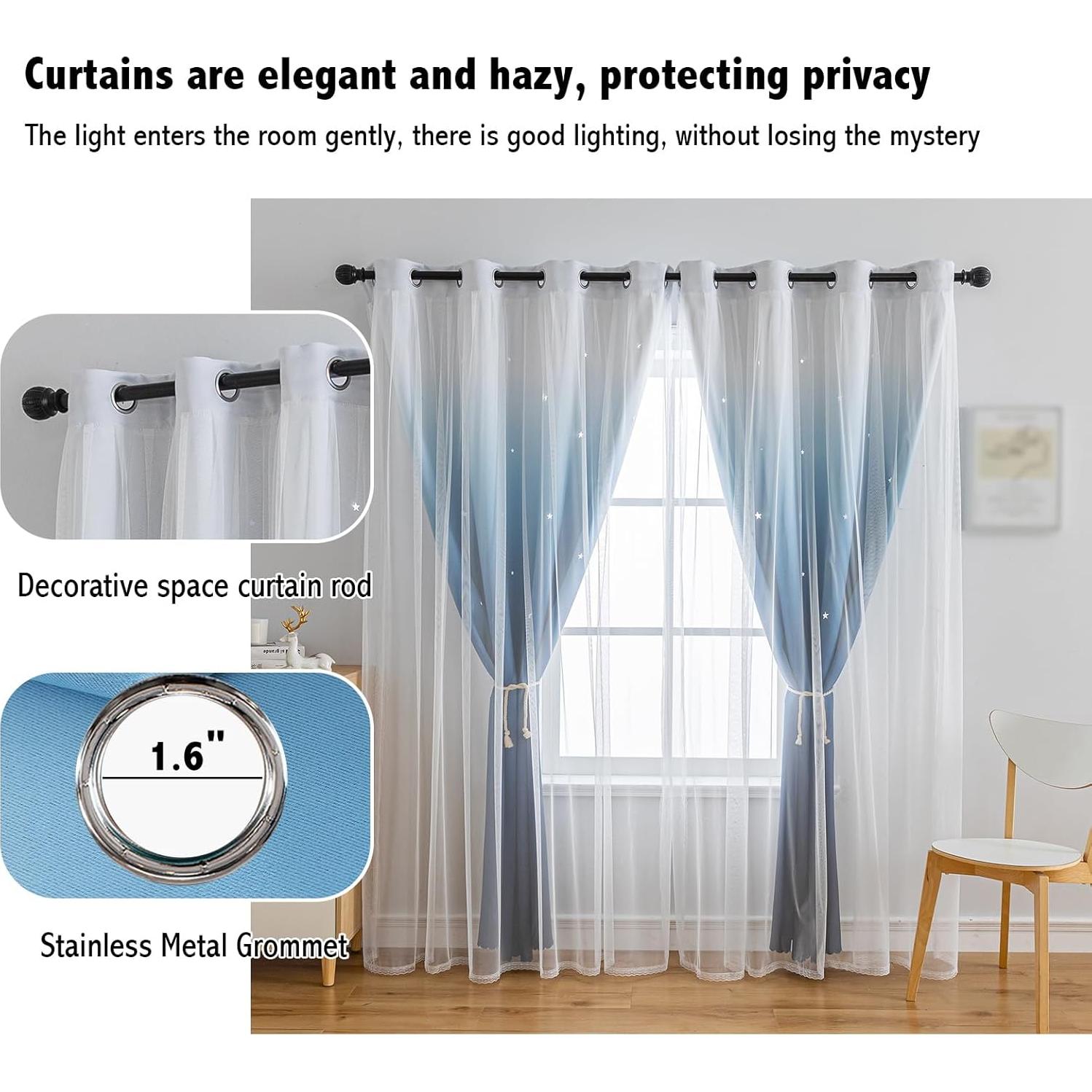 Cortina Opaca Anytime 1 Panel Azul 132x183 cm para Niñas