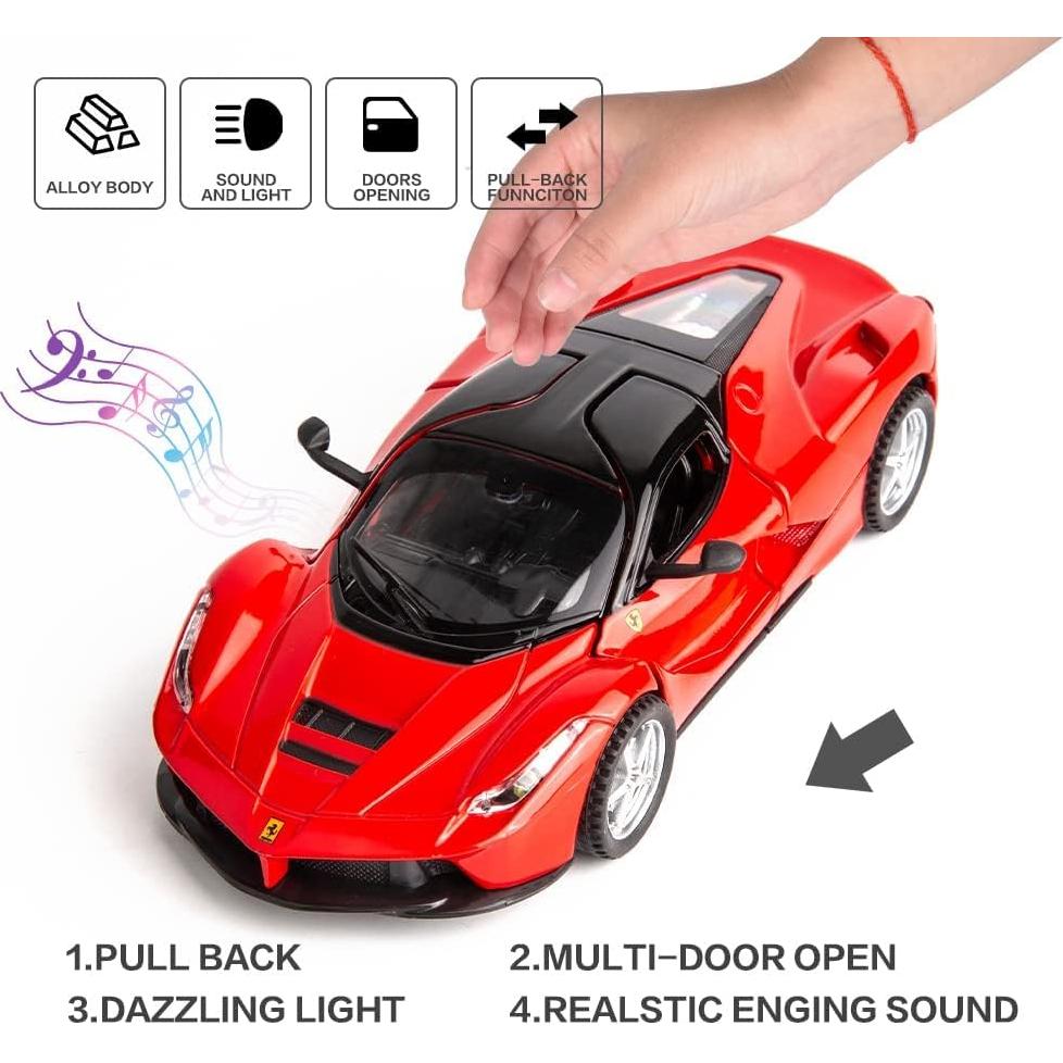 Coche Juguete Ferrari LaFerrari Retroceso Metal 17.5cm Rojo