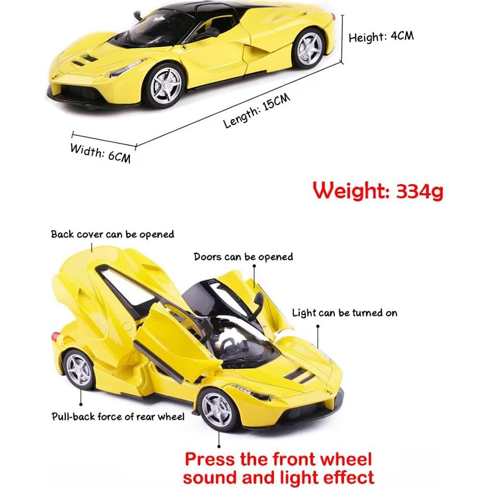 Coche de Carreras LaFerrari Amarillo 1:32 con Sonido y Retroceso