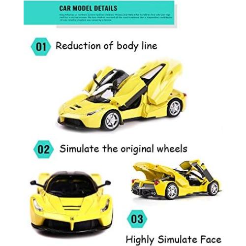Coche de Carreras LaFerrari Amarillo 1:32 con Sonido y Retroceso