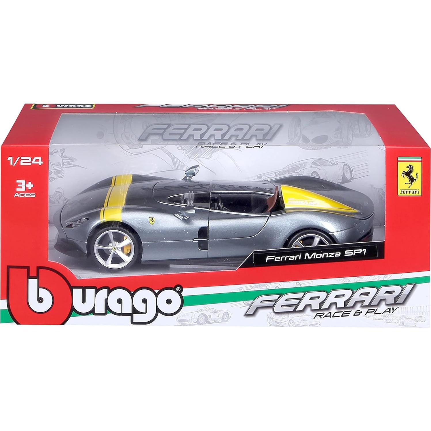 Bburago Ferrari Monza SP-1 1:18 Gris - Modelo Coleccionable