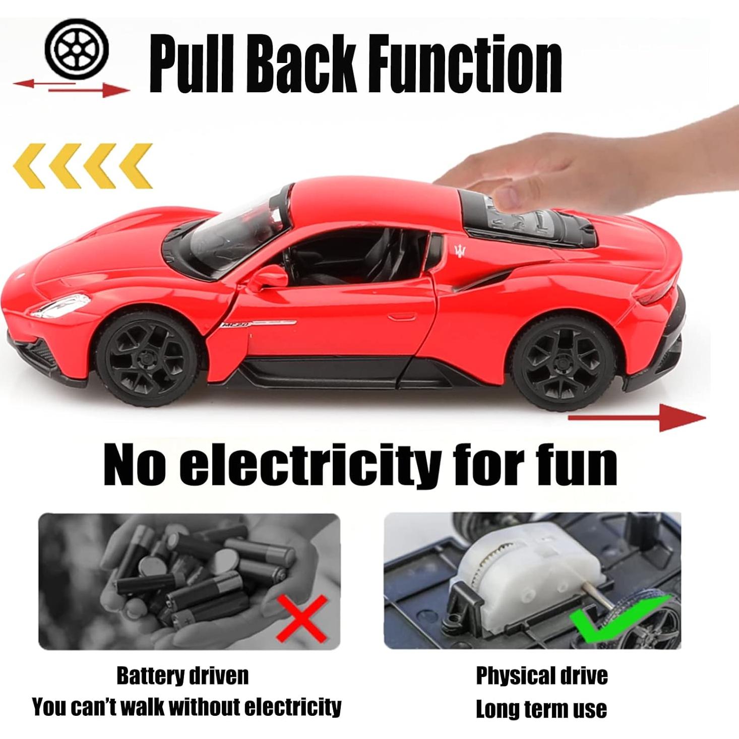 Coche Diecast Maserati MC20 Escala 1:36 Rojo Retroceso