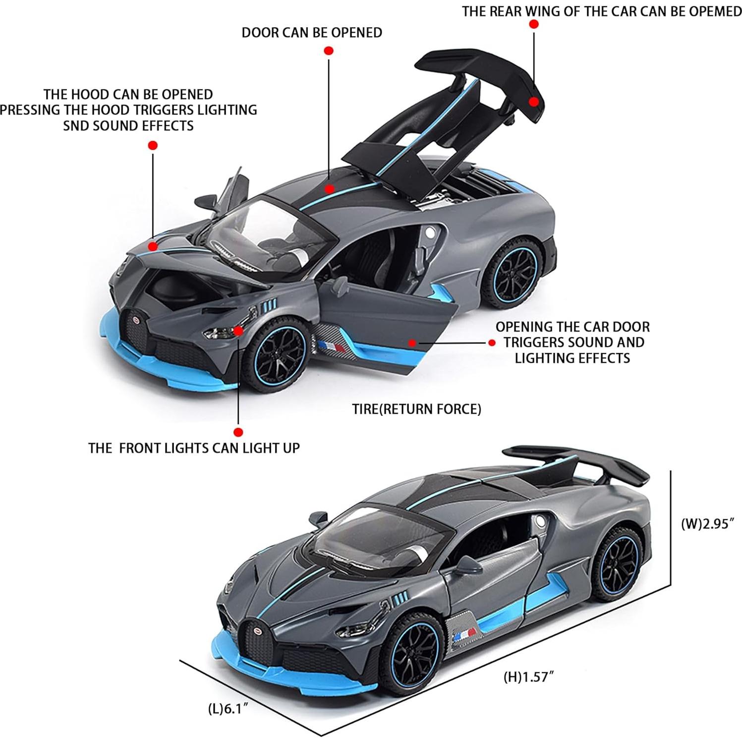 Coche de Juguete Bugatti Divo 1:32 Metal con Luz y Sonido