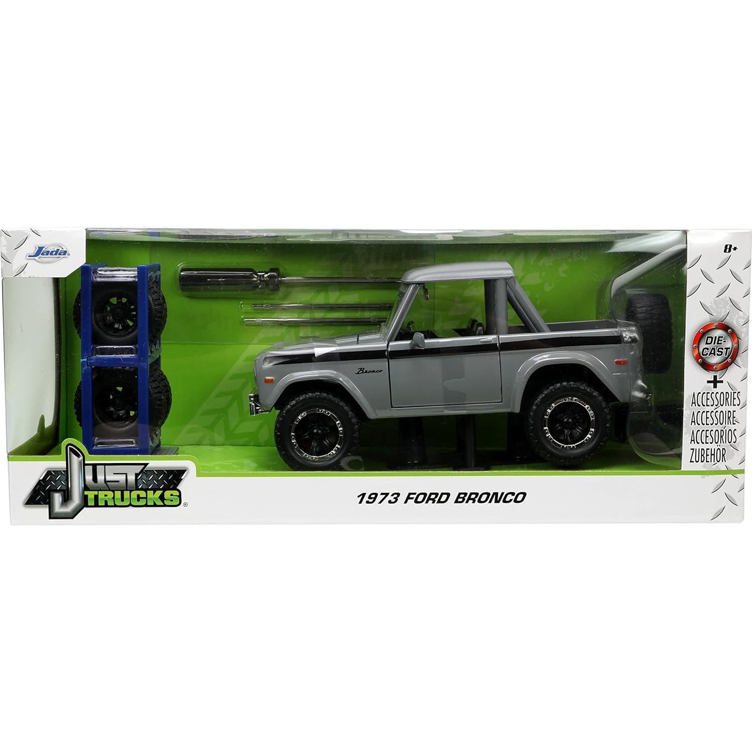 Coche de metal 1:24 Jada Toys Ford Bronco 1973 Gris