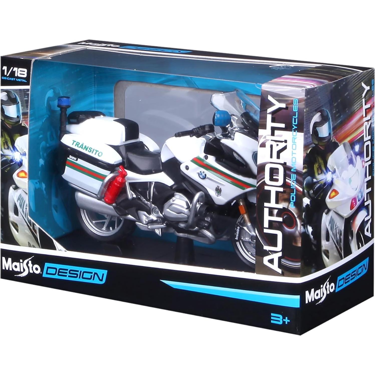 Maisto 1:18 Motocicleta de Policía Blanca - Modelo 32306