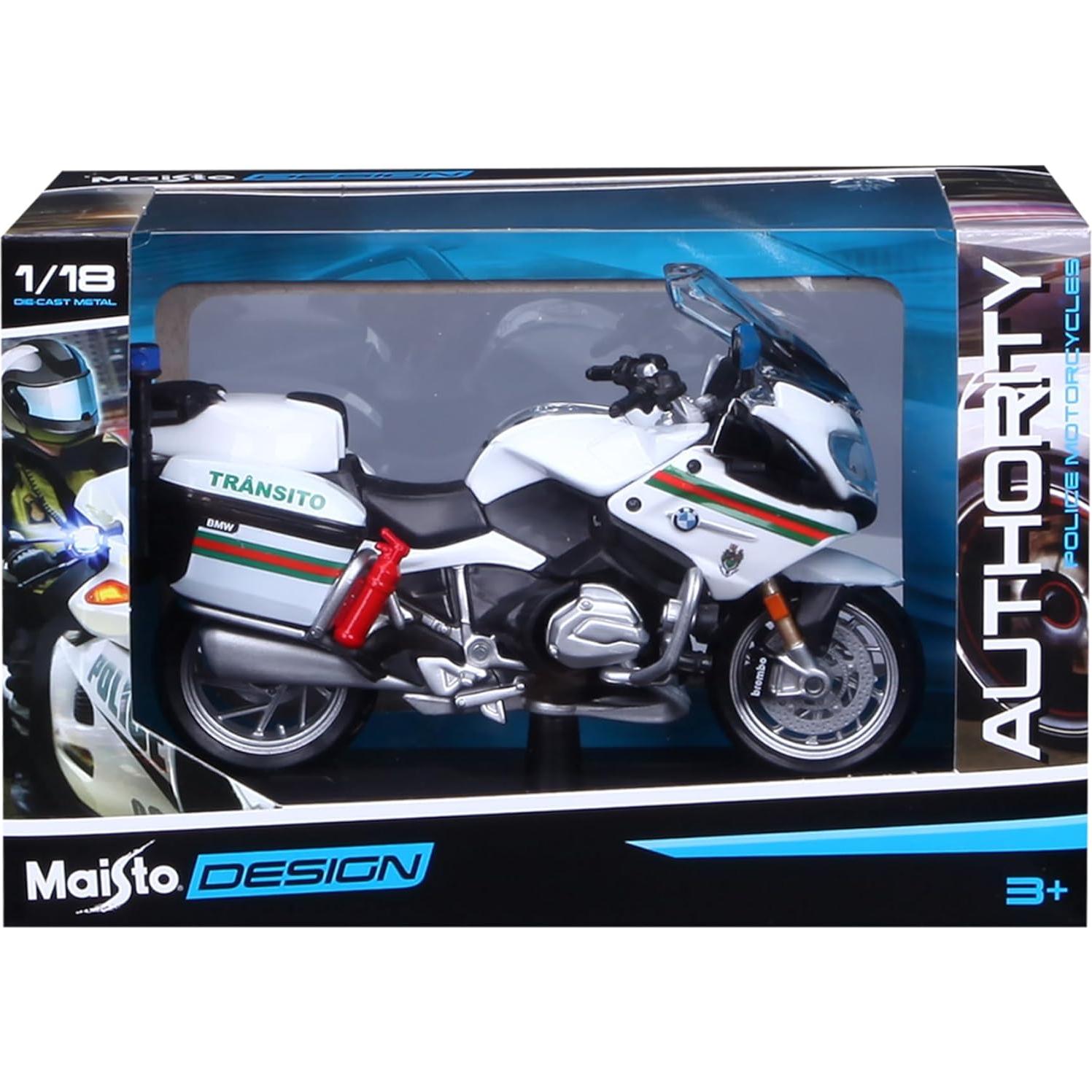 Maisto 1:18 Motocicleta de Policía Blanca - Modelo 32306
