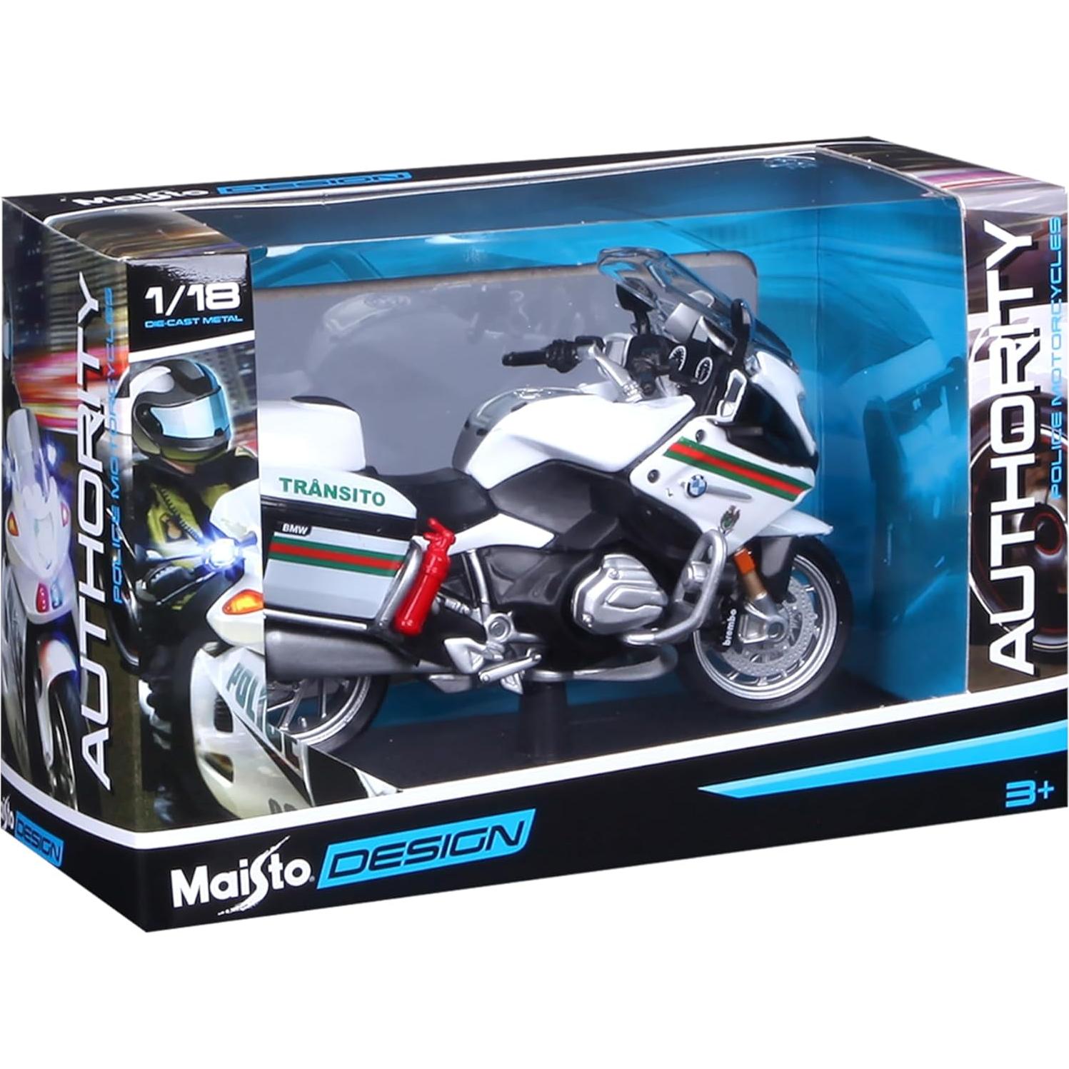 Maisto 1:18 Motocicleta de Policía Blanca - Modelo 32306