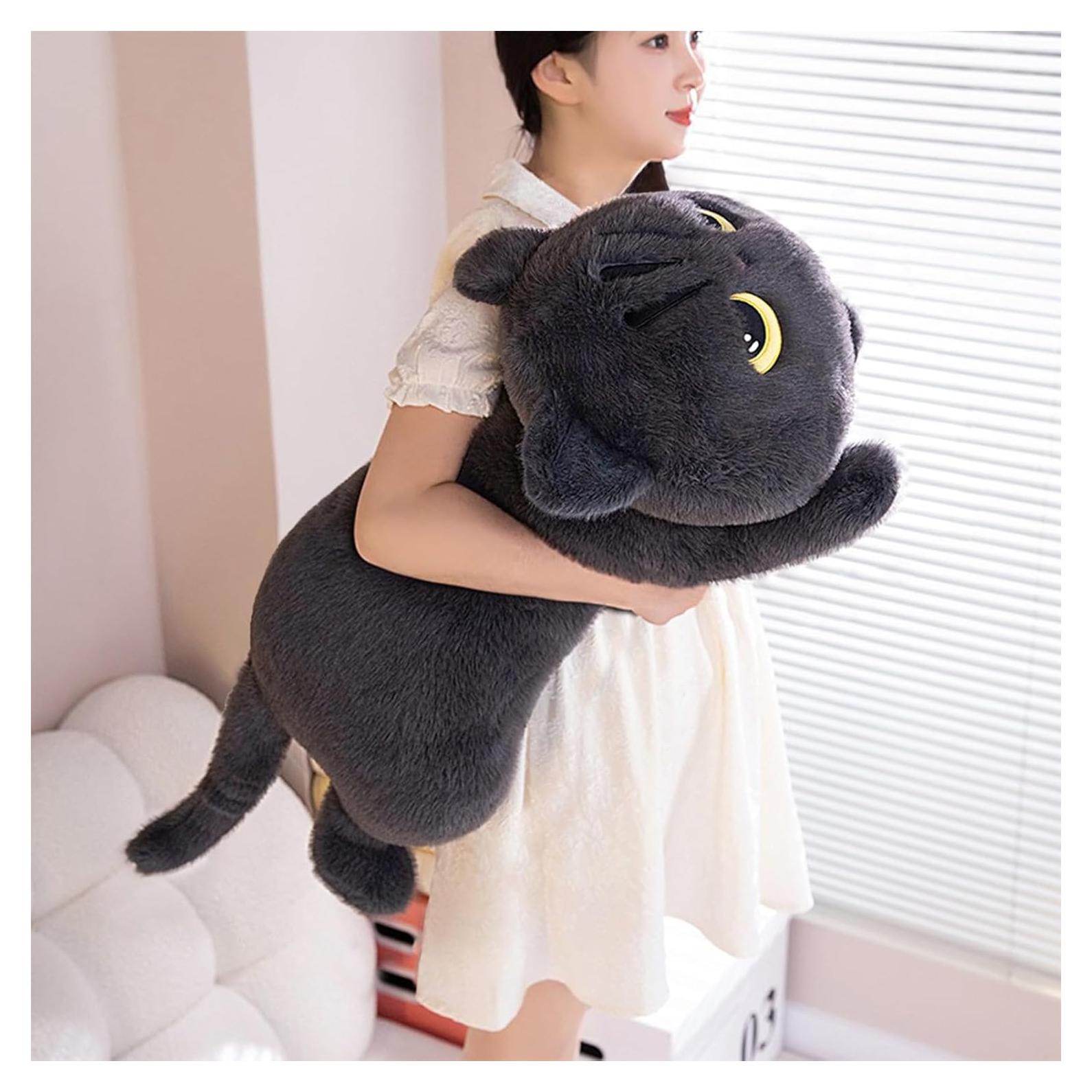 Almohada de Gato Larga PEACH CAT 69.85 cm Gris Peluche