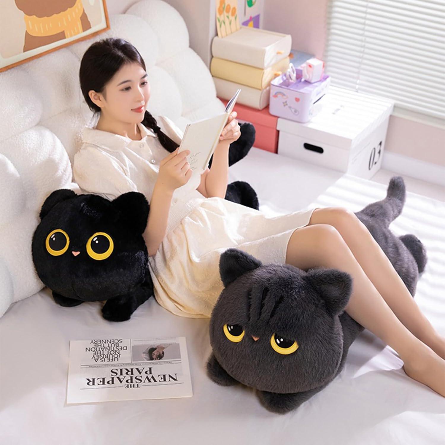 Almohada de Gato de Peluche PEACH CAT 50 cm Negra