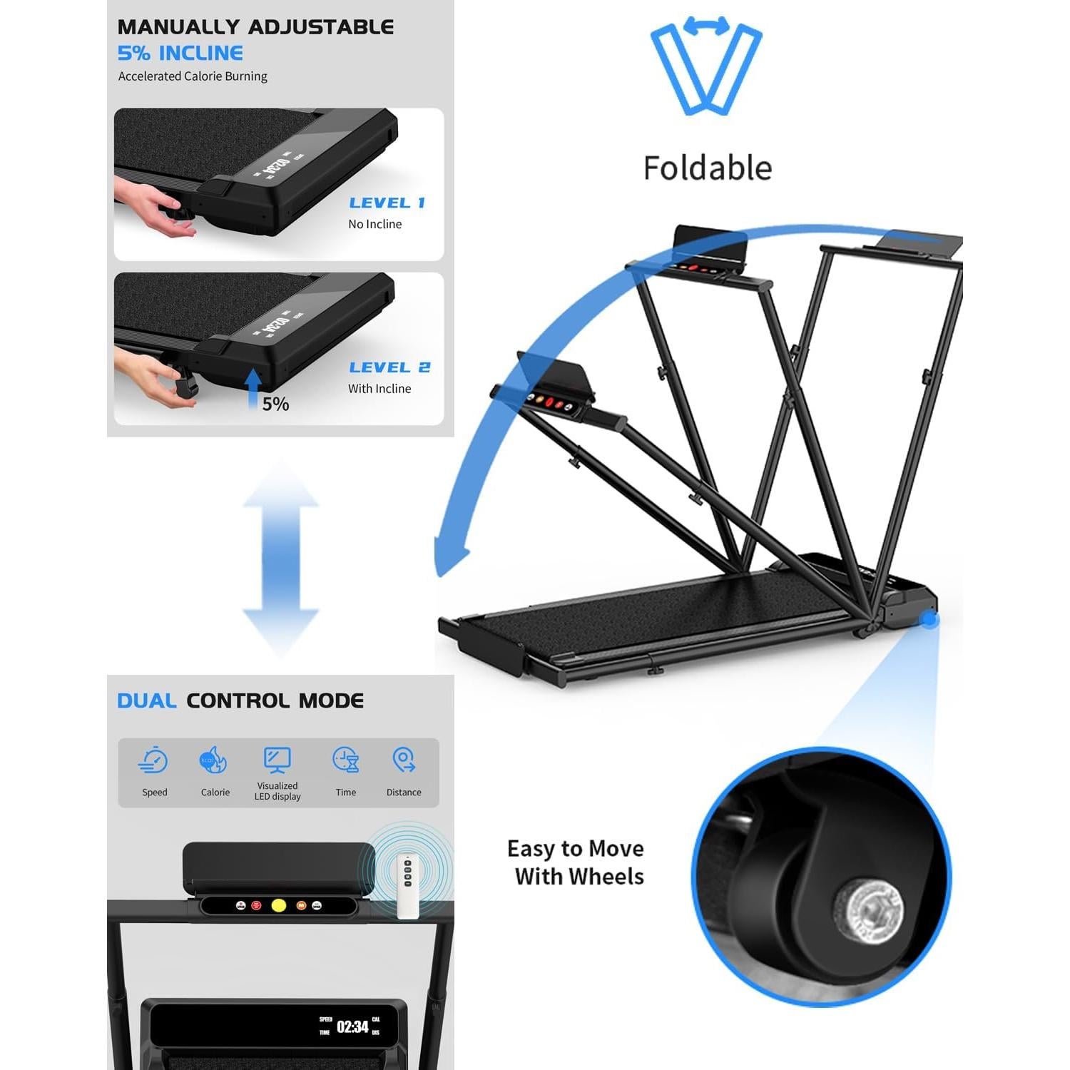 Caminadora Plegable Ueadcm EC7B-XJ-VC-2 2.5 HP con Control Remoto