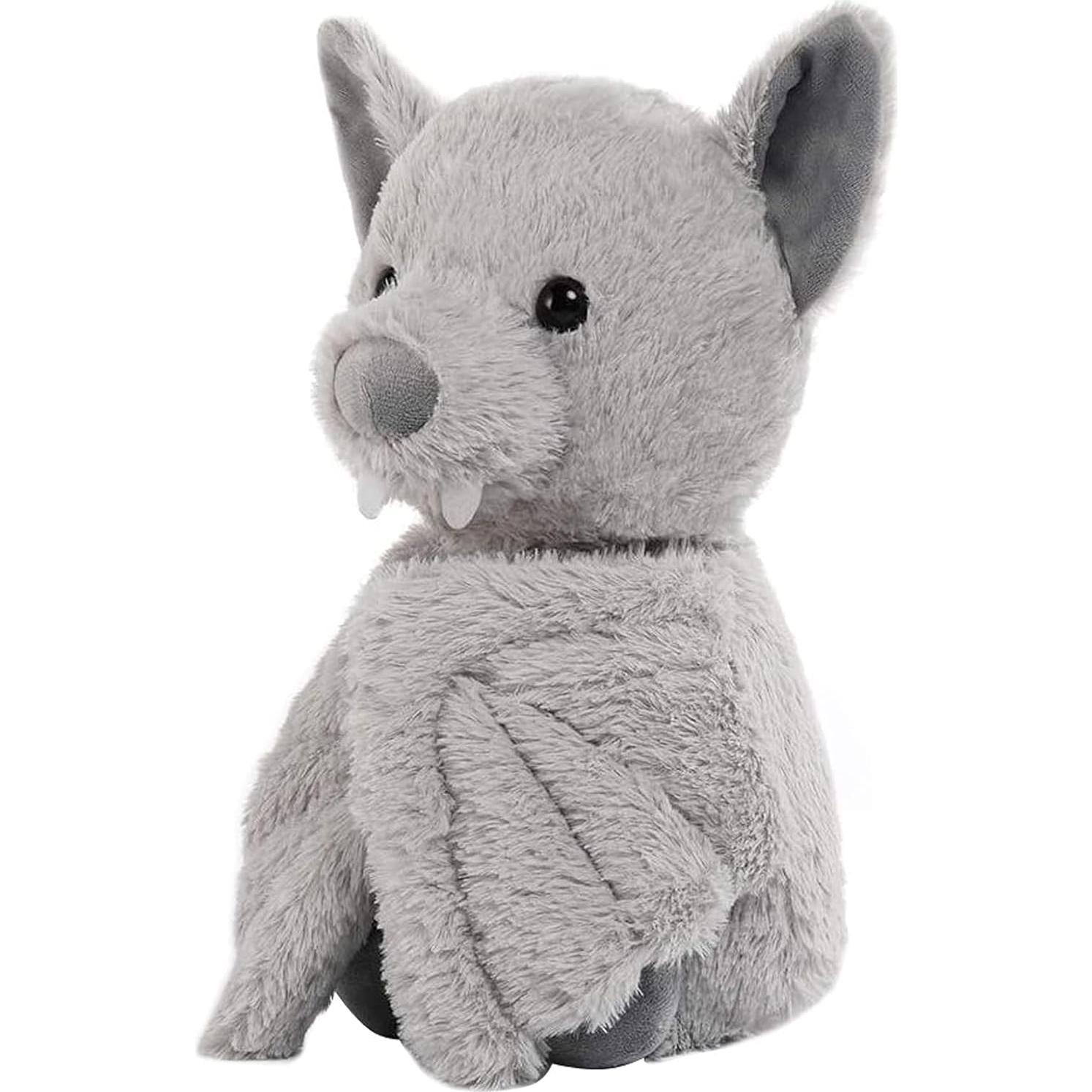 Muñeca de peluche murciélago AngelGift 28 cm suave gris