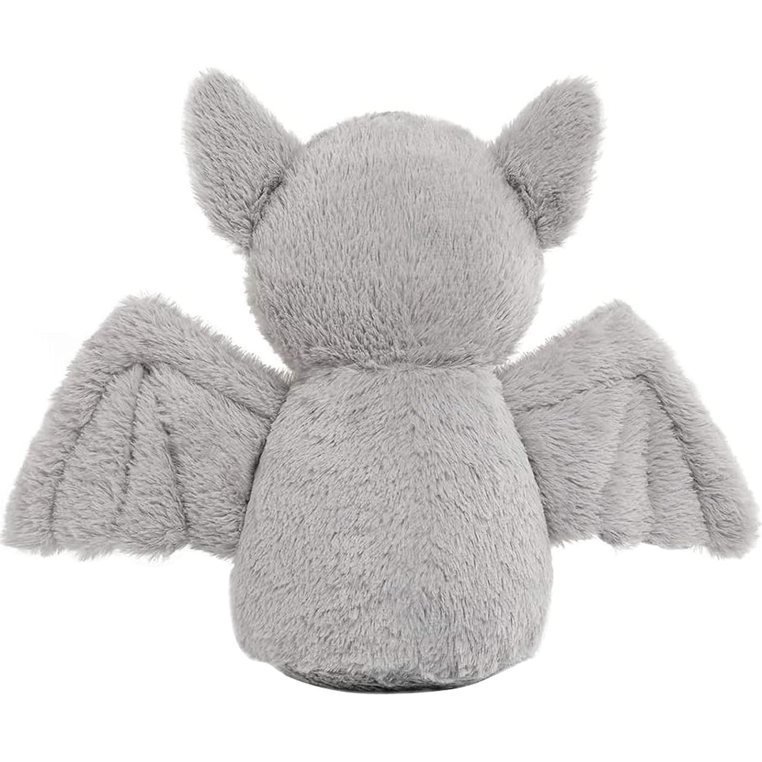 Muñeca de peluche murciélago AngelGift 28 cm suave gris