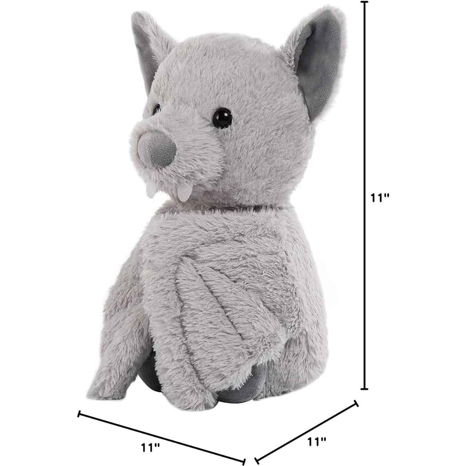 Muñeca de peluche murciélago AngelGift 28 cm suave gris
