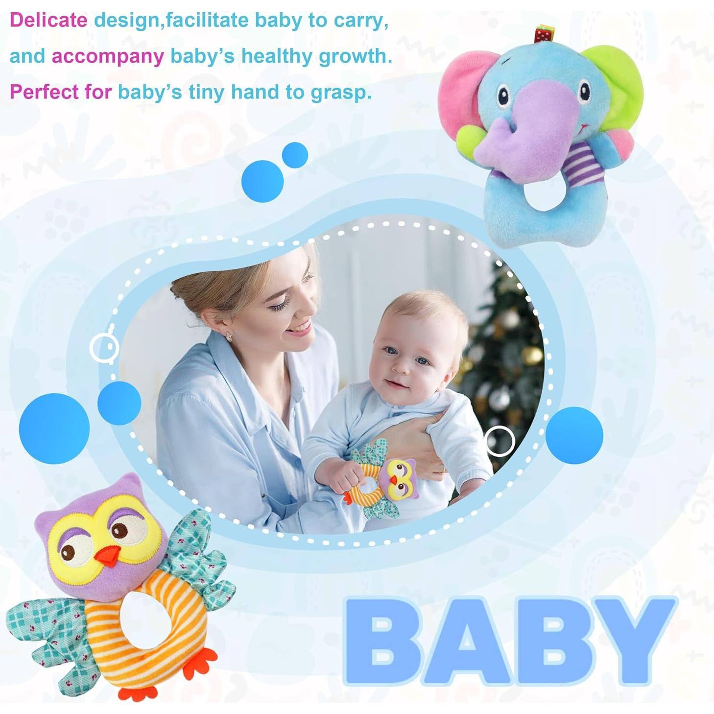 BLOOBLOOMAX Sock rattles for Babies 0-24 Months Baby Animal Foot Finder Educational Toys