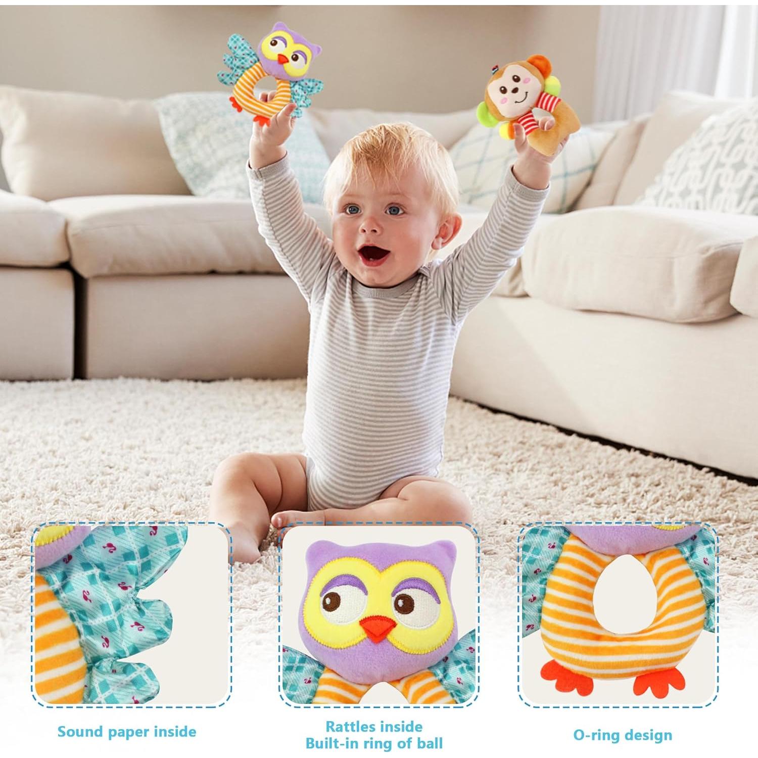 Sonajeros de Calcetines para Bebés Taoyi 2 Piezas Animales