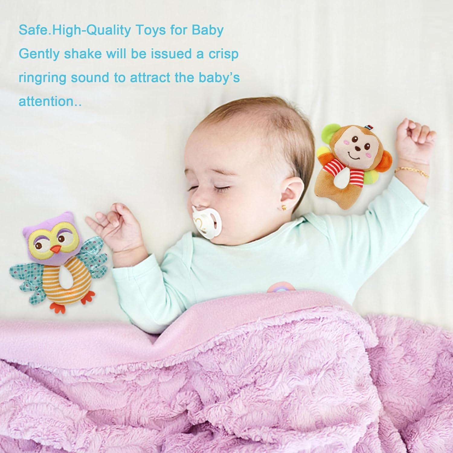 Sonajeros de Calcetines para Bebés Taoyi 2 Piezas Animales