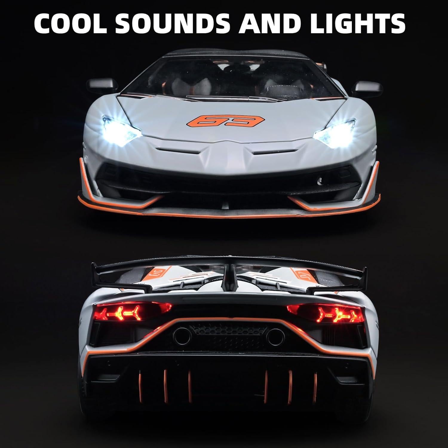 Coche de Juguete Lambo SVJ 63 OANMYJJO Metal 1:18 con Luz y Sonido