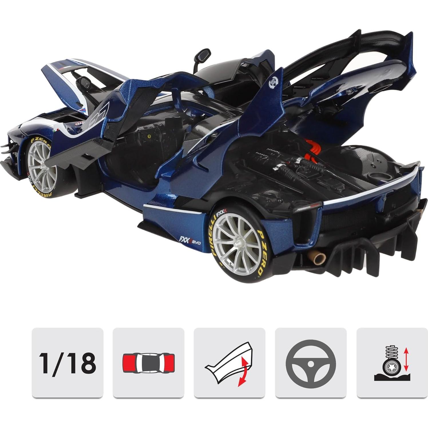 Bburago Ferrari FXX-K EVO 1:18 Escala Azul con Detalles Movibles
