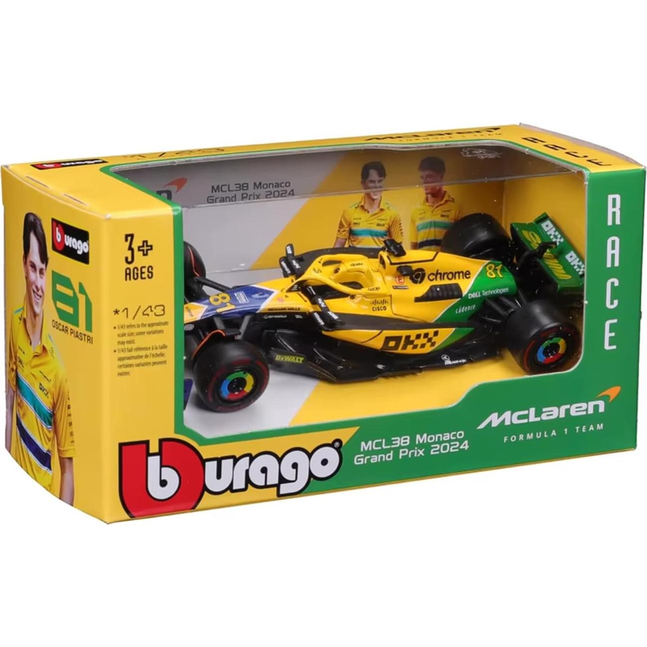 Bburago Modelo Diecast 1:43 McLaren F1 MCL38 Lando Norris