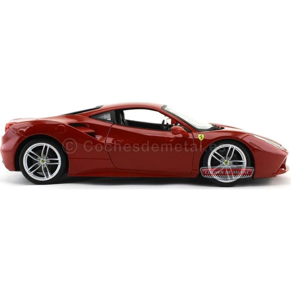 Ferrari Burago 1:18 Diecast 488 GTB Rojo - Detalles Realistas