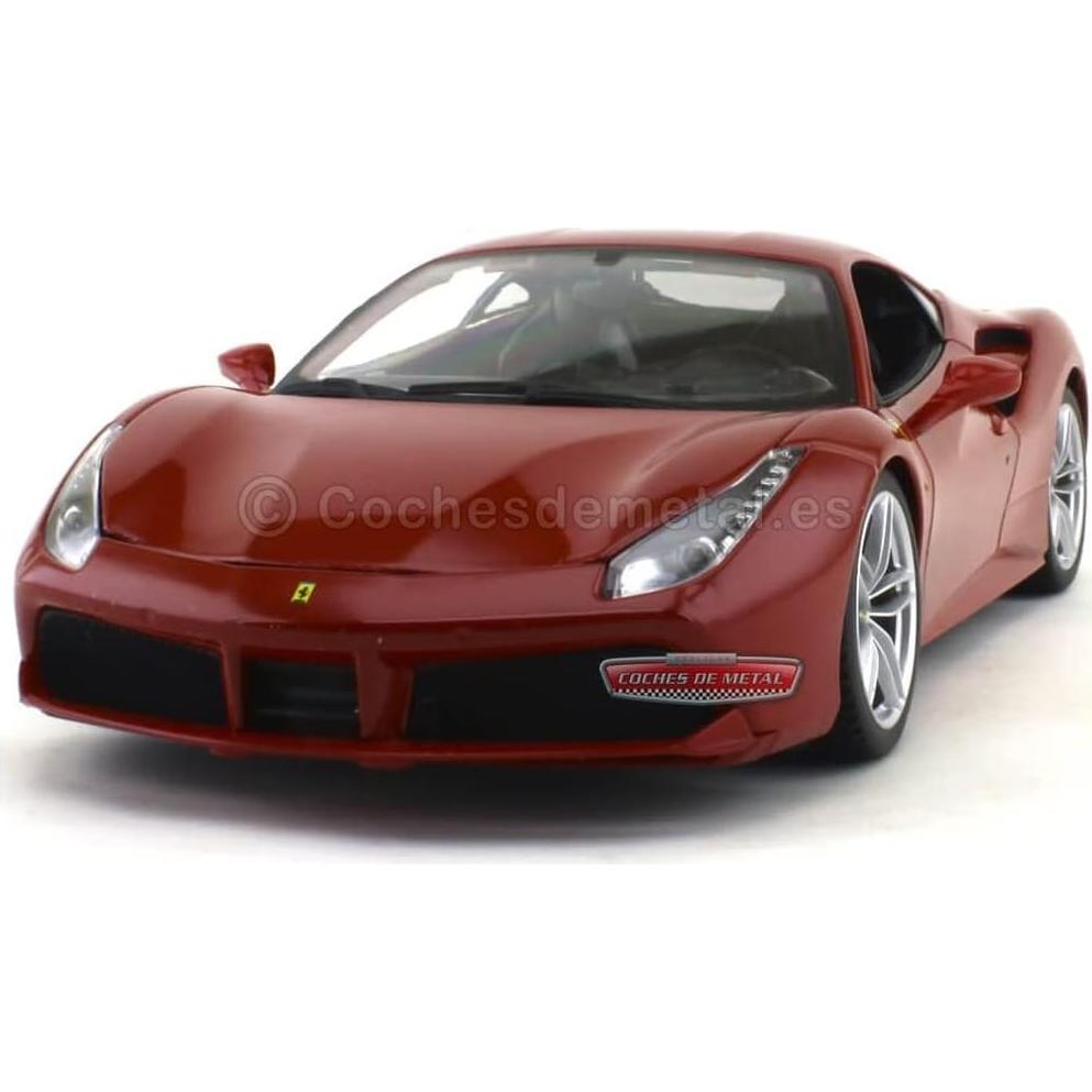 Ferrari Burago 1:18 Diecast 488 GTB Rojo - Detalles Realistas