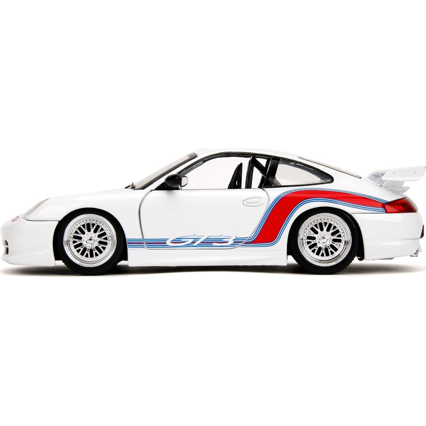 Coche Die-Cast 1:24 Porsche 911 GT3 Jada Toys Blanco/Rayas Rojas
