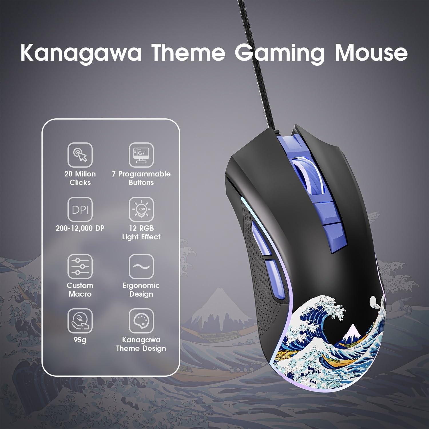 Ratón Gaming XVX Kanagawa 12000 DPI RGB 7 Botones