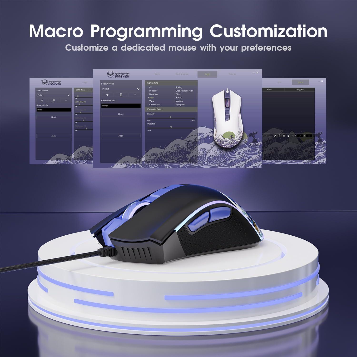 Ratón Gaming XVX Kanagawa 12000 DPI RGB 7 Botones