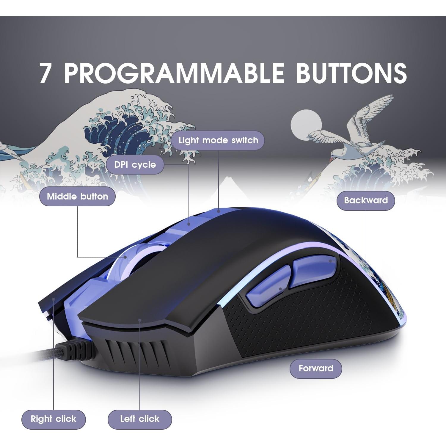 Ratón Gaming XVX Kanagawa 12000 DPI RGB 7 Botones