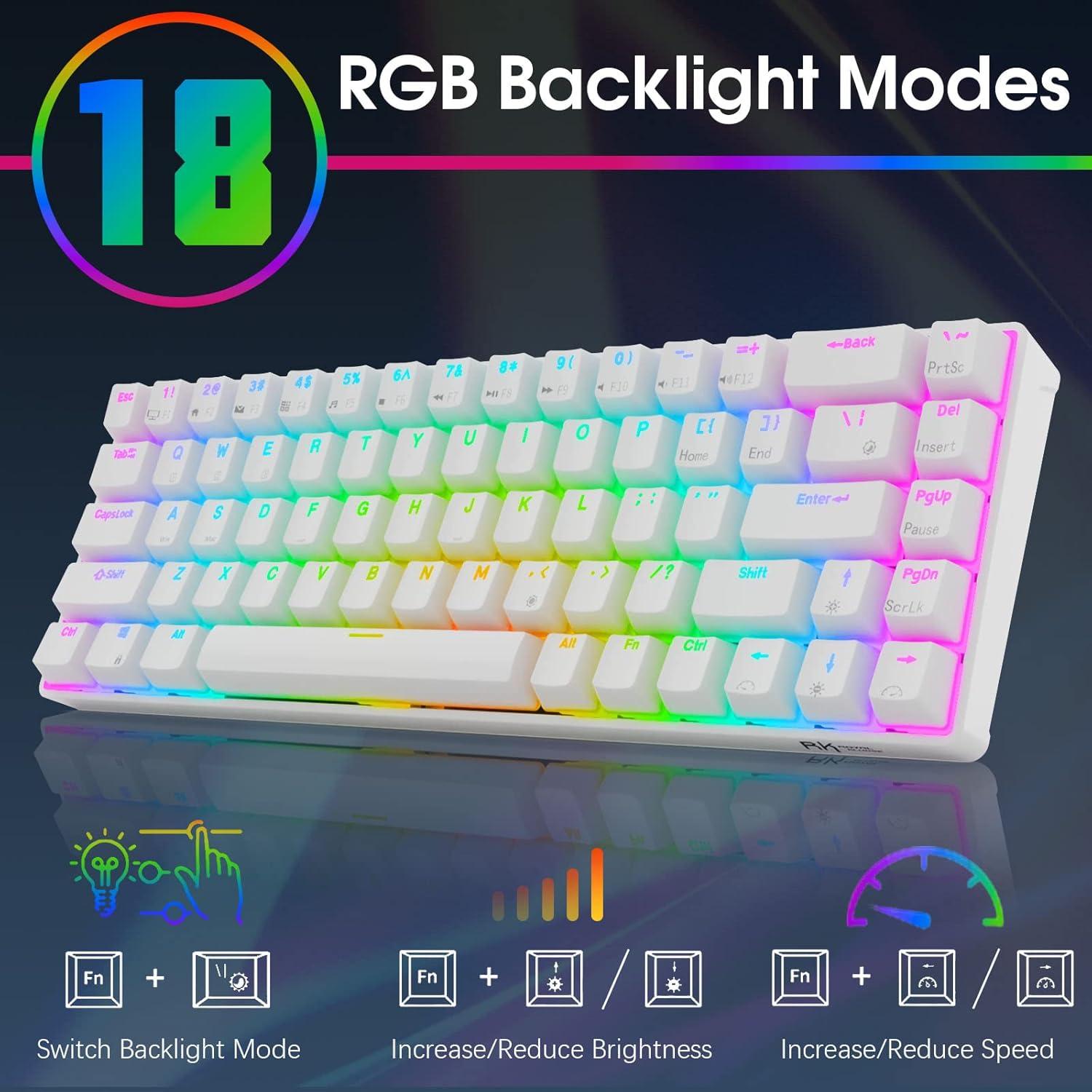 Teclado Mecánico RK ROYAL KLUDGE RK68 65% RGB Intercambiable