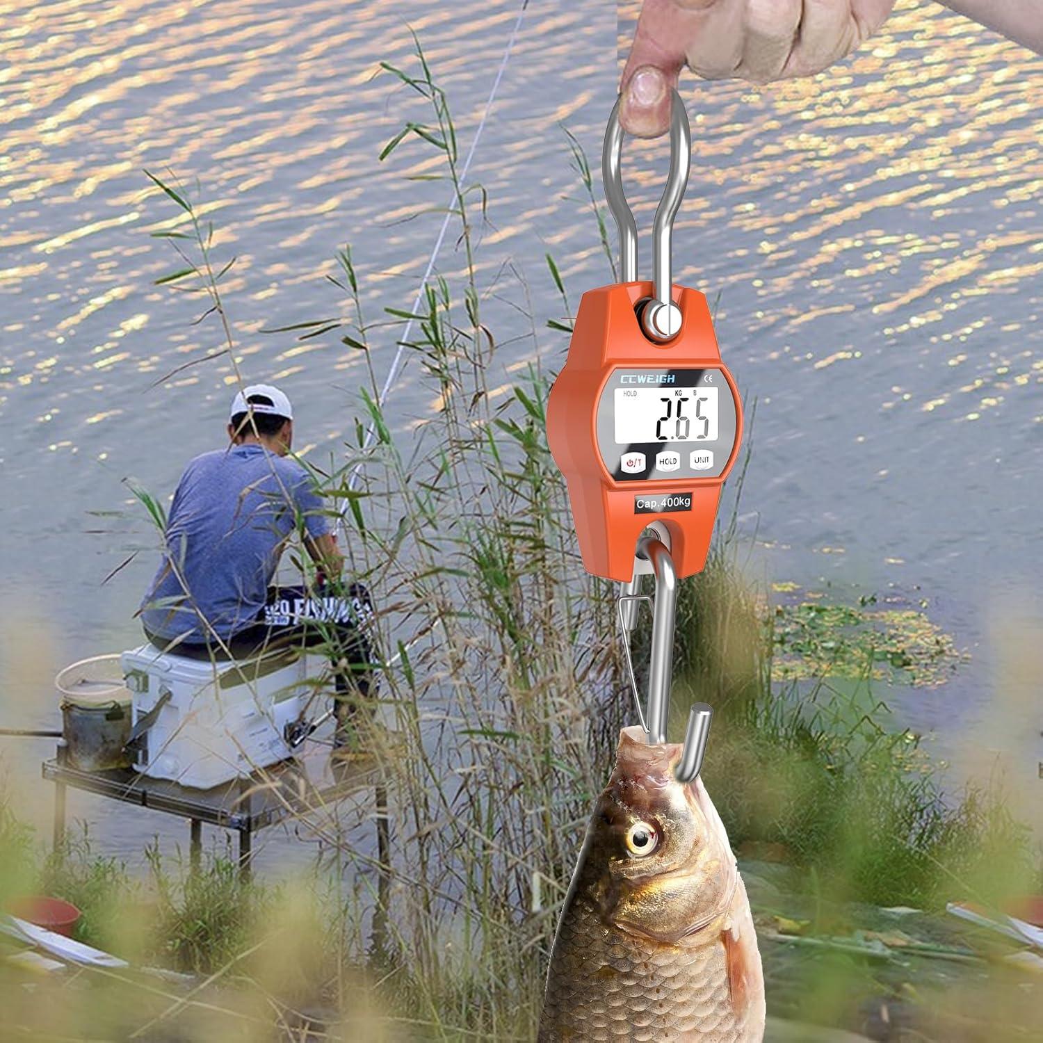 Báscula Colgante Digital CCWEIGH 400kg Naranja LCD Portátil