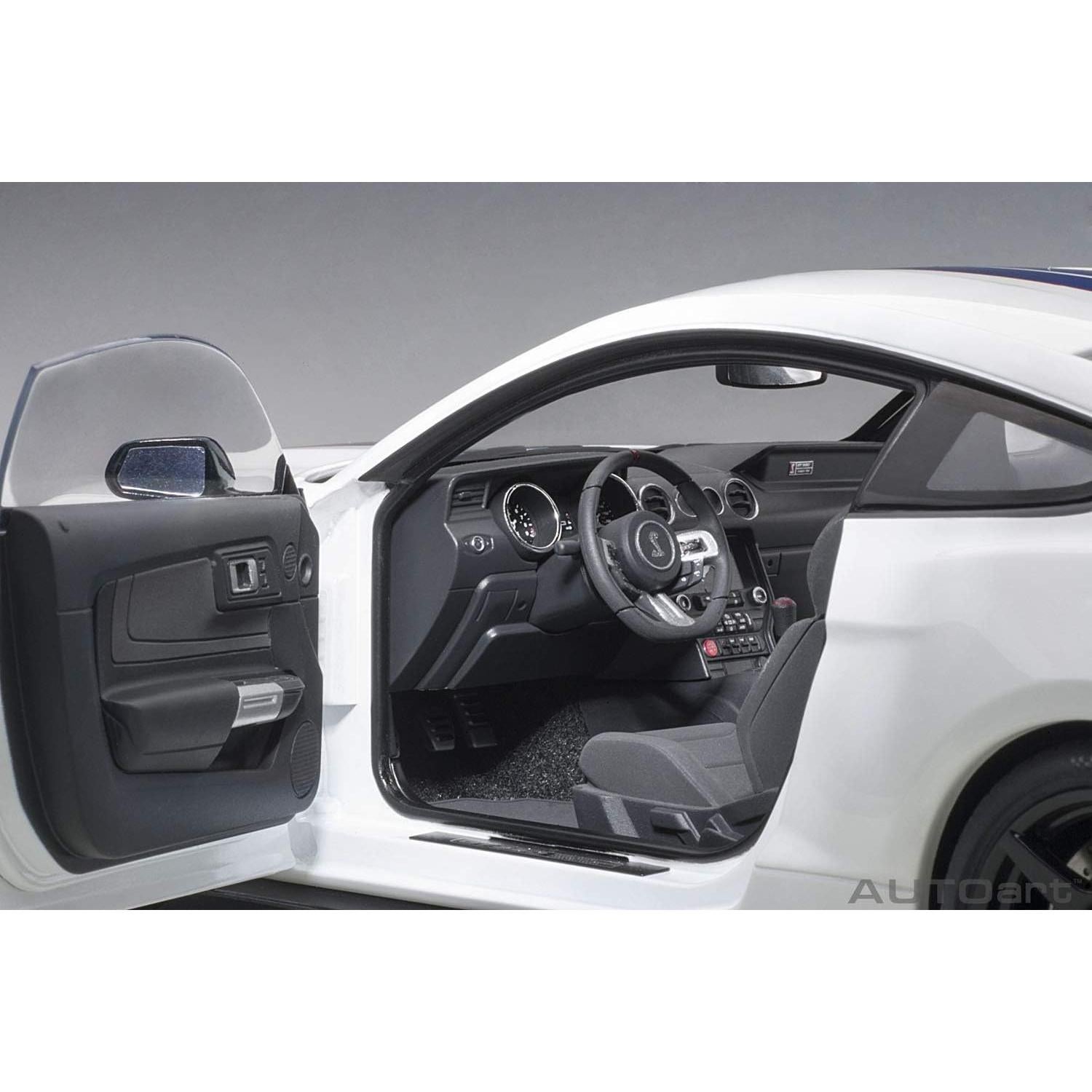 Modelo de Coche Shelby GT-350R Autoart 1/18 Blanco con Rayas