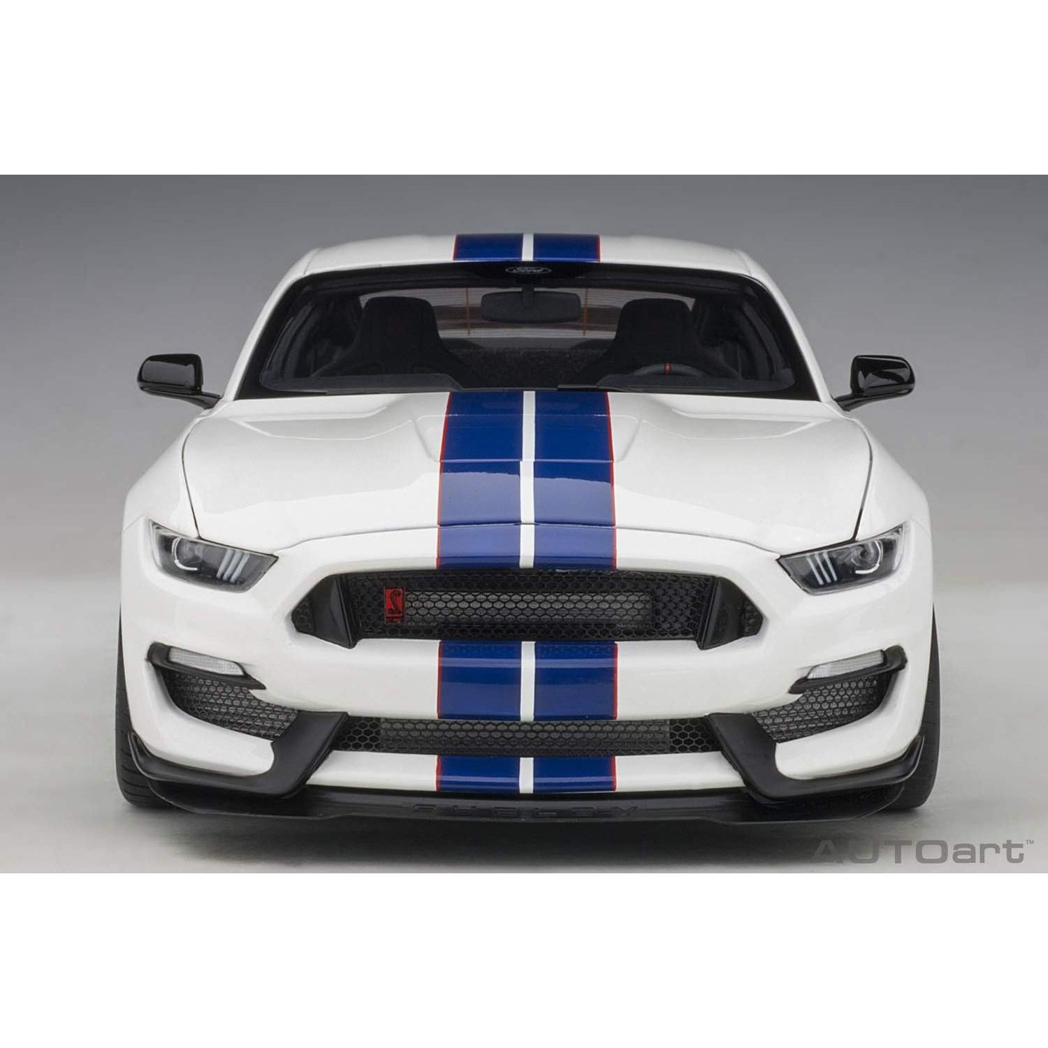 Modelo de Coche Shelby GT-350R Autoart 1/18 Blanco con Rayas