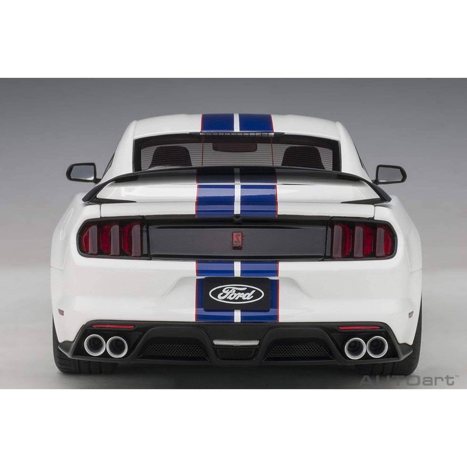 Modelo de Coche Shelby GT-350R Autoart 1/18 Blanco con Rayas
