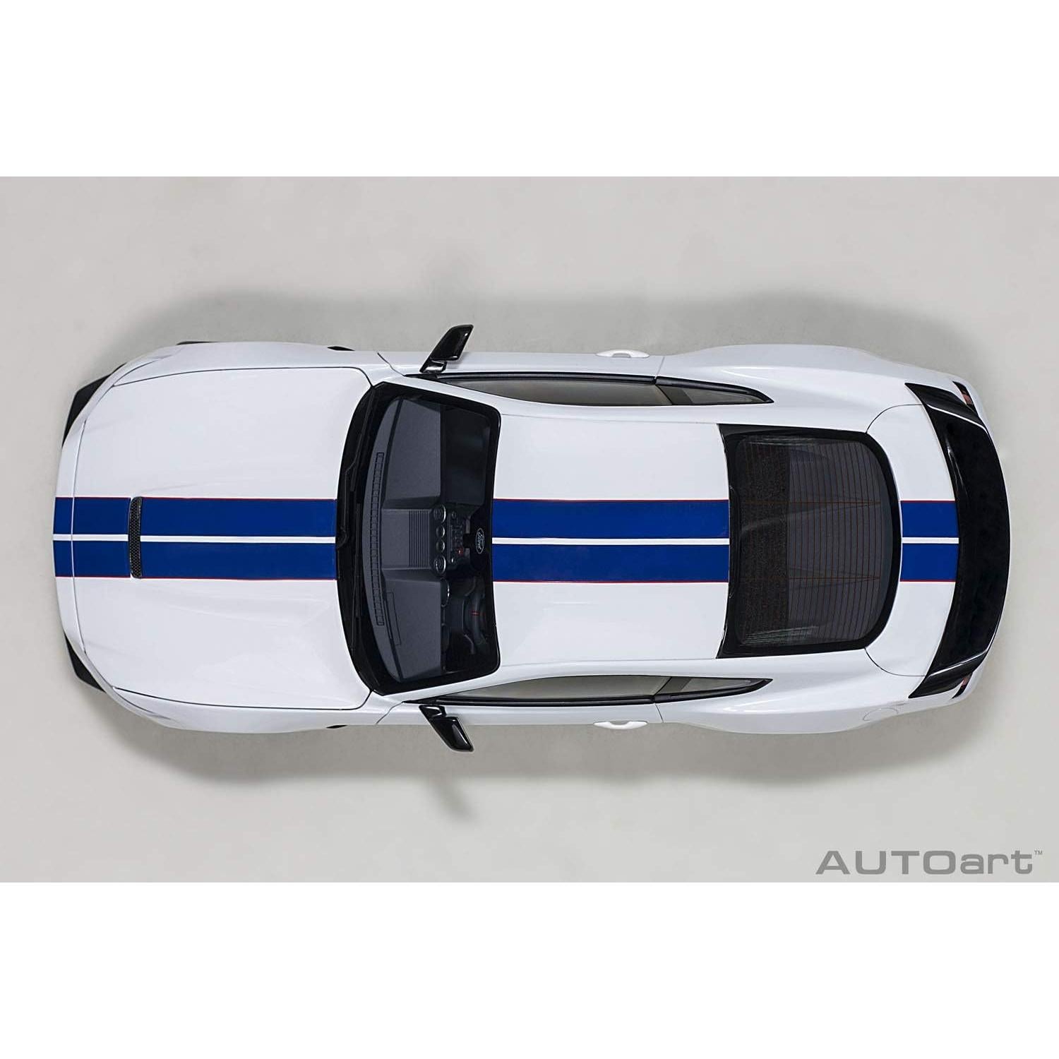 Modelo de Coche Shelby GT-350R Autoart 1/18 Blanco con Rayas