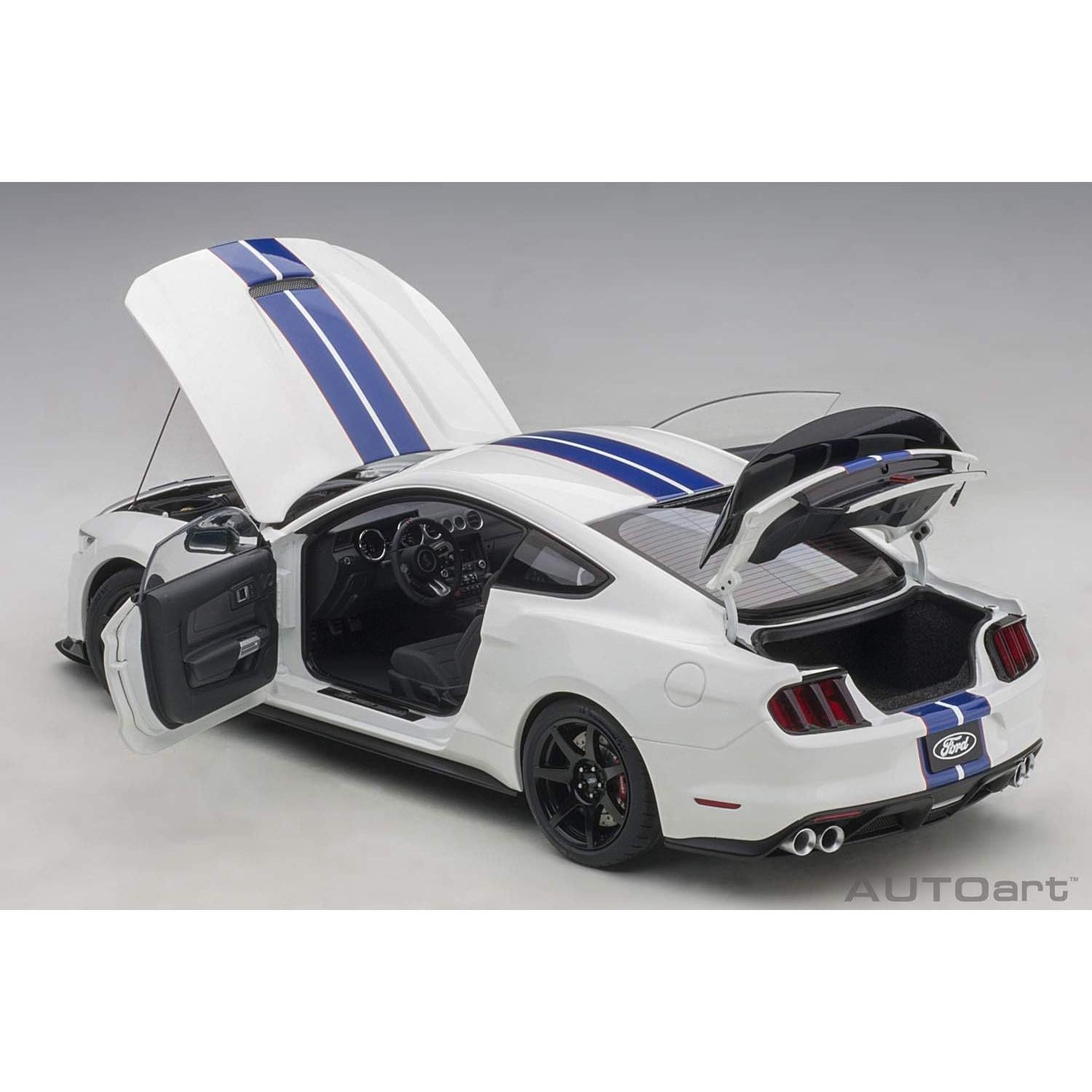 Modelo de Coche Shelby GT-350R Autoart 1/18 Blanco con Rayas
