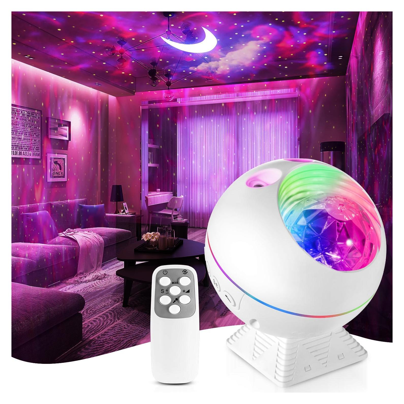 【Gift Package & Birthday Gift】STARS+MOON 15 Colors/240 Lighting Modes Galaxy Projector Star Projector,Galaxy Lights for Bedroom,Star Projector Galaxy Light Gifts Room Decor for Teen Girls Boys (white)