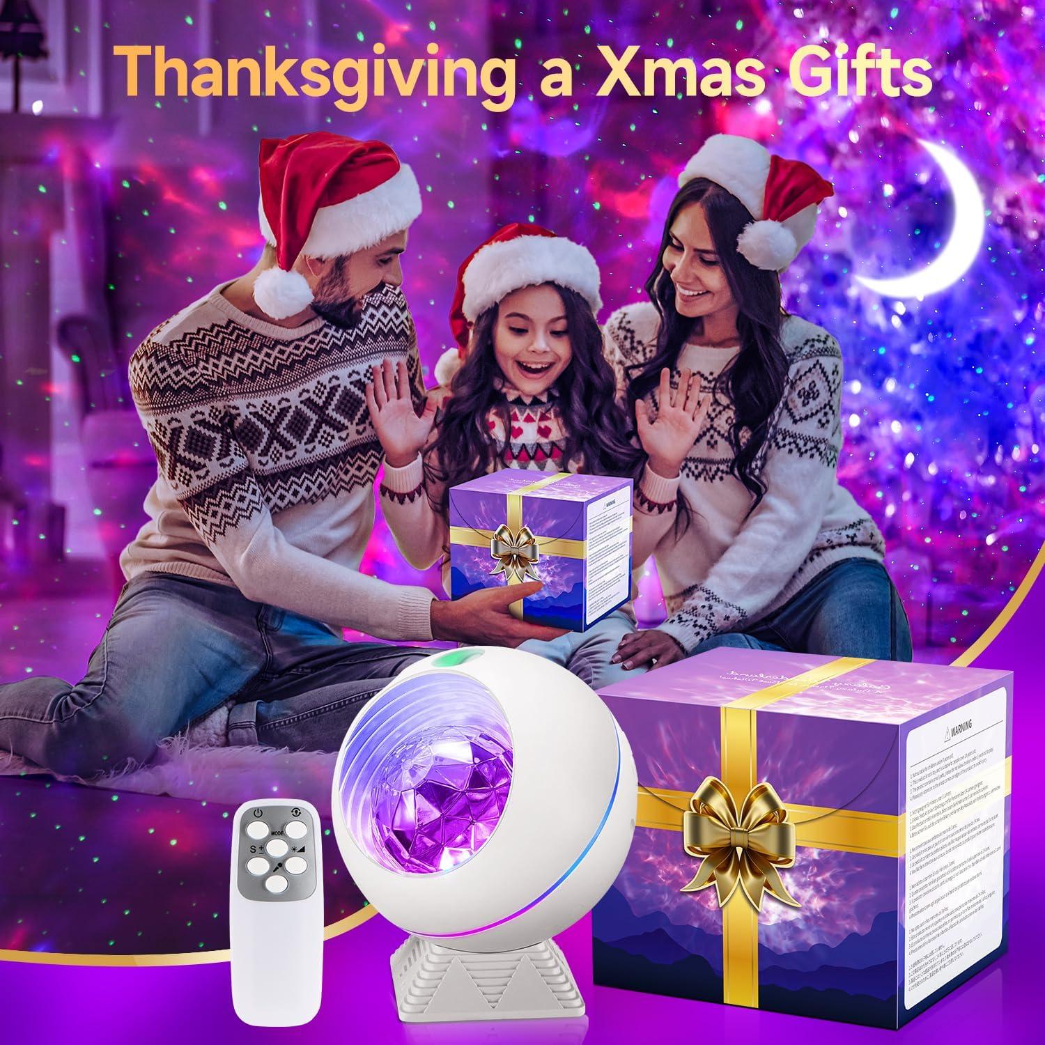 【Gift Package & Birthday Gift】STARS+MOON 15 Colors/240 Lighting Modes Galaxy Projector Star Projector,Galaxy Lights for Bedroom,Star Projector Galaxy Light Gifts Room Decor for Teen Girls Boys (white)