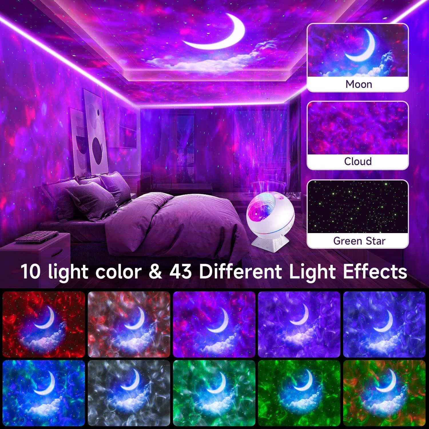 【Gift Package & Birthday Gift】STARS+MOON 15 Colors/240 Lighting Modes Galaxy Projector Star Projector,Galaxy Lights for Bedroom,Star Projector Galaxy Light Gifts Room Decor for Teen Girls Boys (white)
